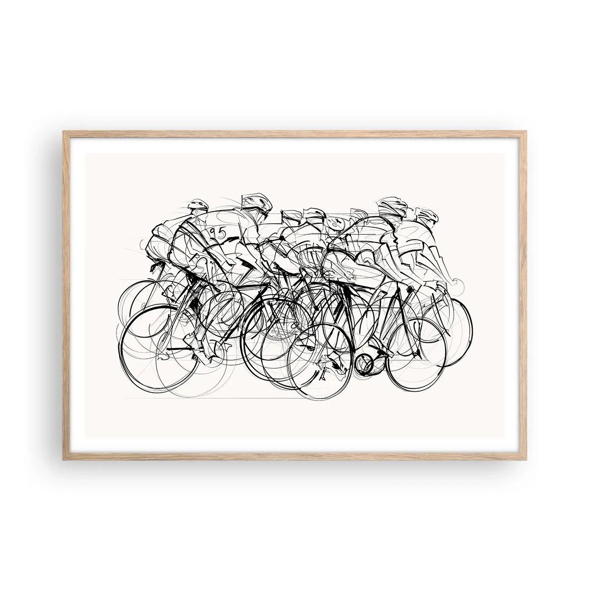 Plakat i ramme af lyst egetræ - Sammen i et team - 100x70 cm