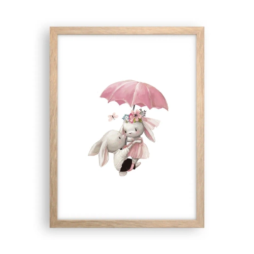 Plakat i ramme af lyst egetræ - Det er kærlighed - 30x40 cm