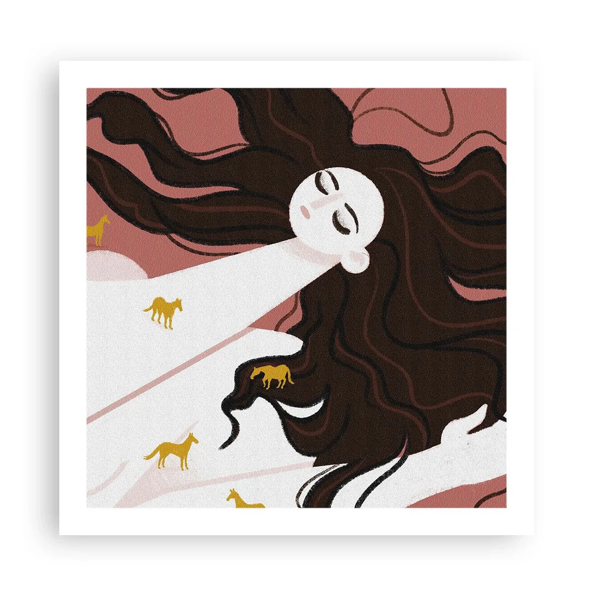 Plakat - Drøm om en gylden hest - 60x60 cm