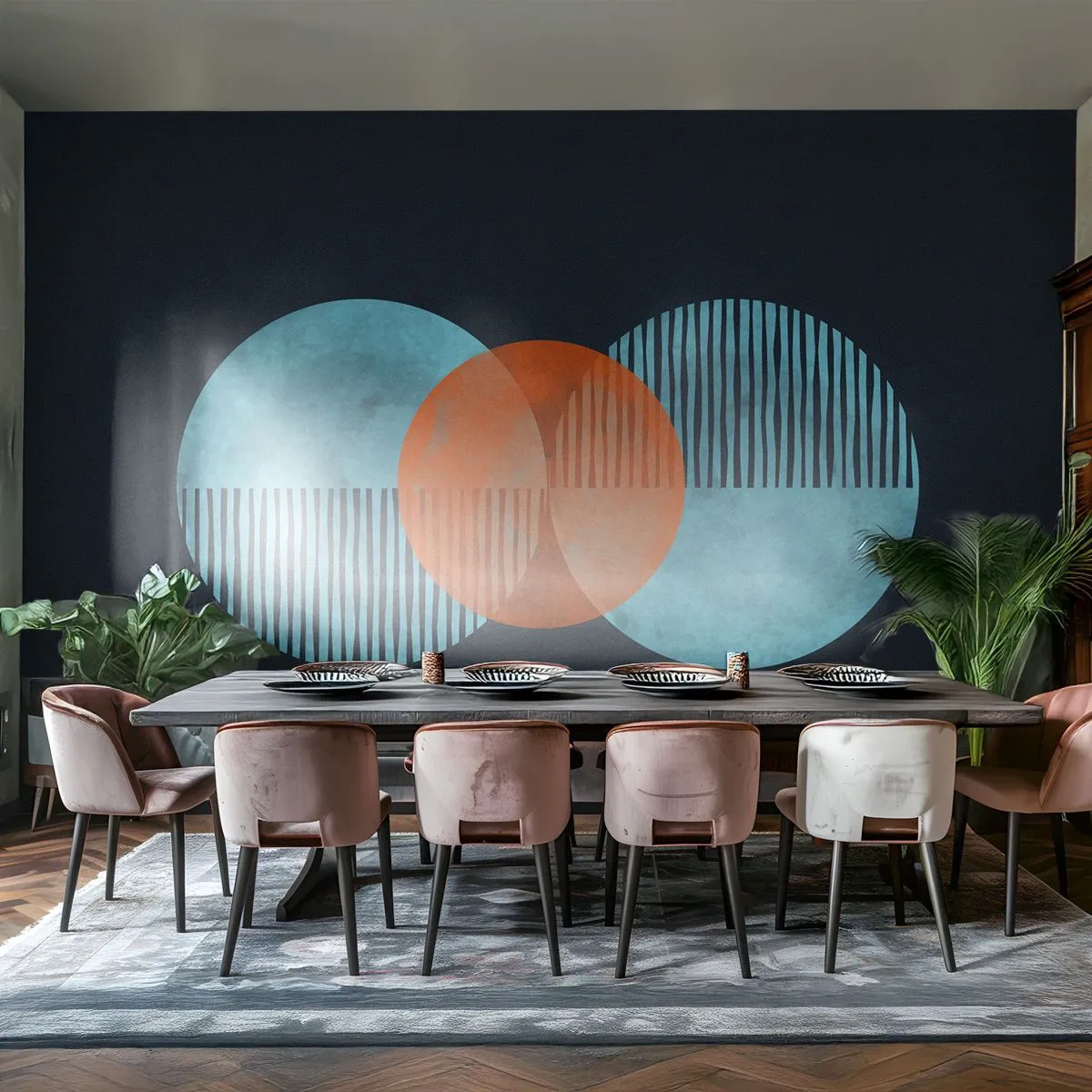 Fototapet Premium Canvas - Symmetrisk sammensætning - Abstraktion, Stykke, Geometrisk mønster - 500x350 cm