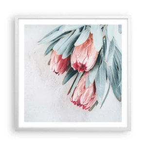 Plakat i hvid ramme - Skammer sig over deres egen skønhed - 60x60 cm