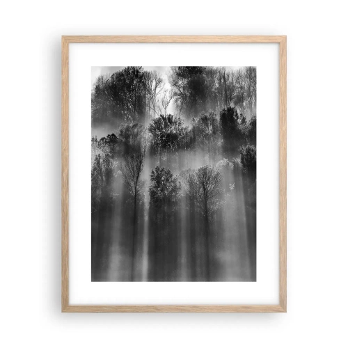 Plakat i ramme af lyst egetræ - I stråler af lys - 40x50 cm
