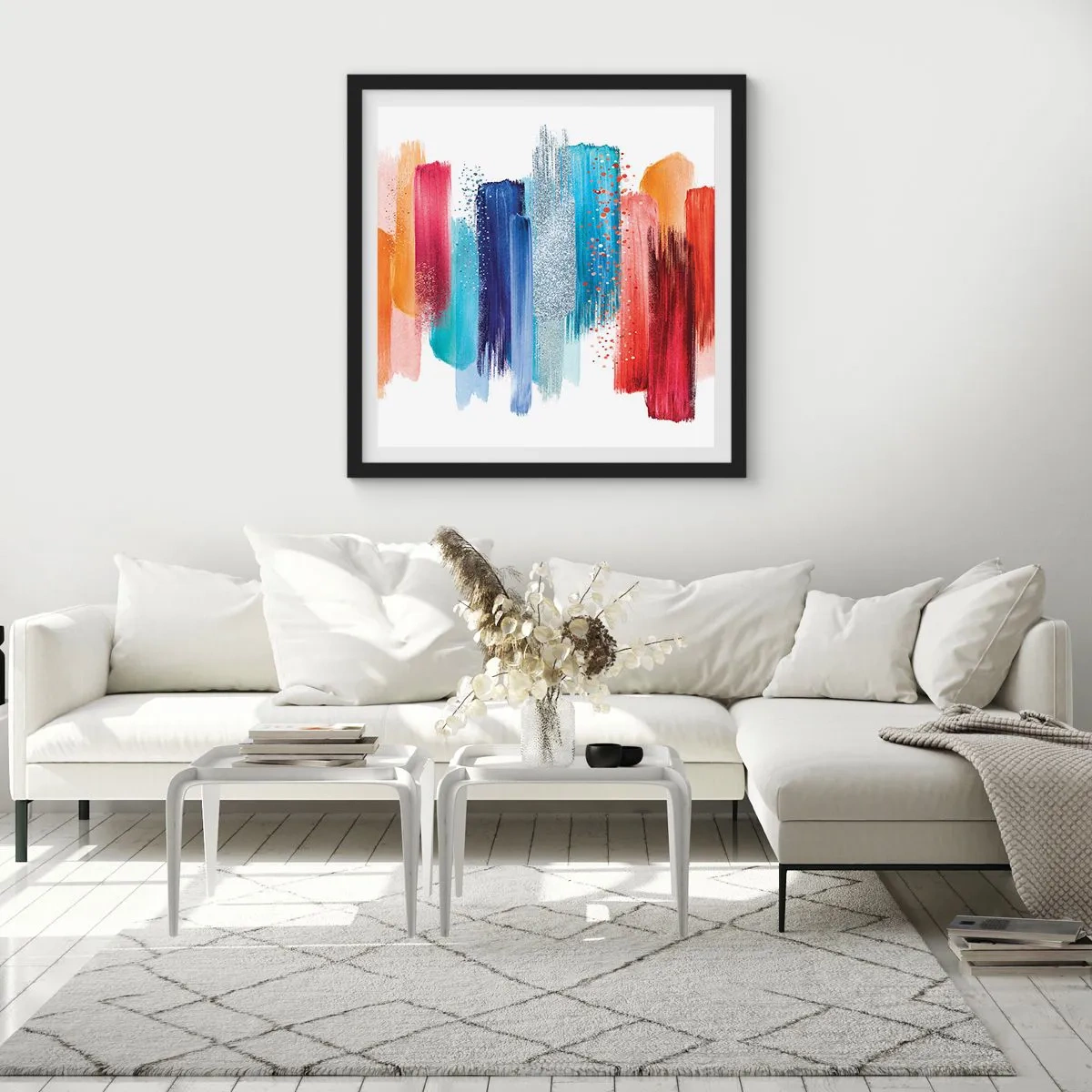 Plakat i sort ramme - Op og ned - 50x50 cm