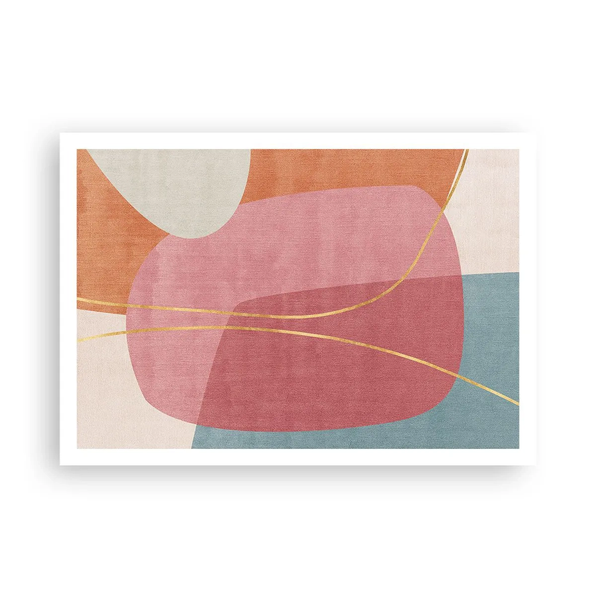 Plakat - Pastelkomposition med guldtråd - 100x70 cm