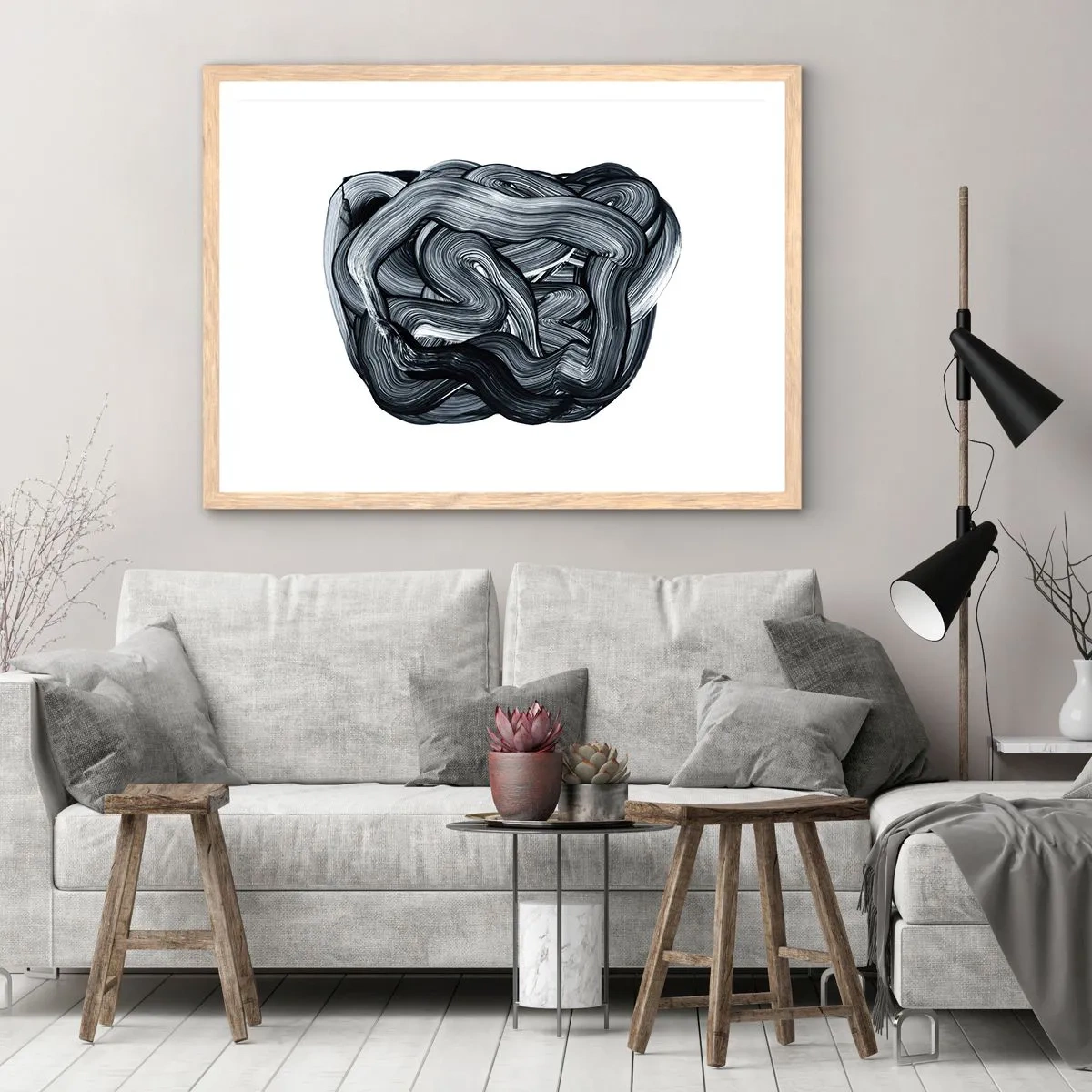 Plakat i ramme af lyst egetræ - Så enkelt er det ikke - 91x61 cm