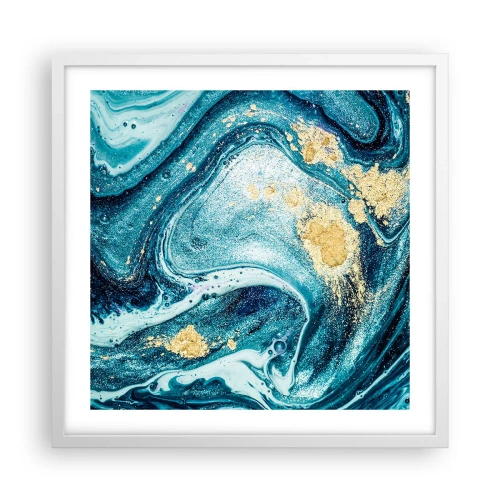 Plakat i hvid ramme - Blå boblebad - 50x50 cm