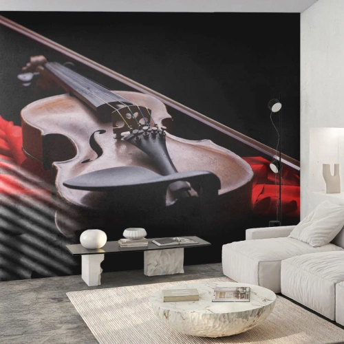 Fototapet Selvklæbende Deluxe Sticker - Musik af følelser - musik, Violin, Et musikinstrument - 350x256 cm