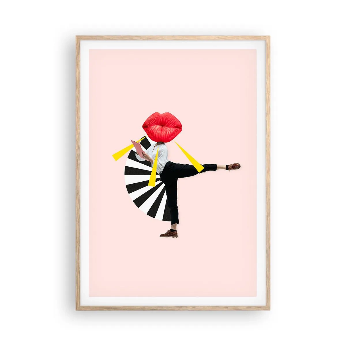Plakat i ramme af lyst egetræ - Surrealistisk popkunst - 70x100 cm