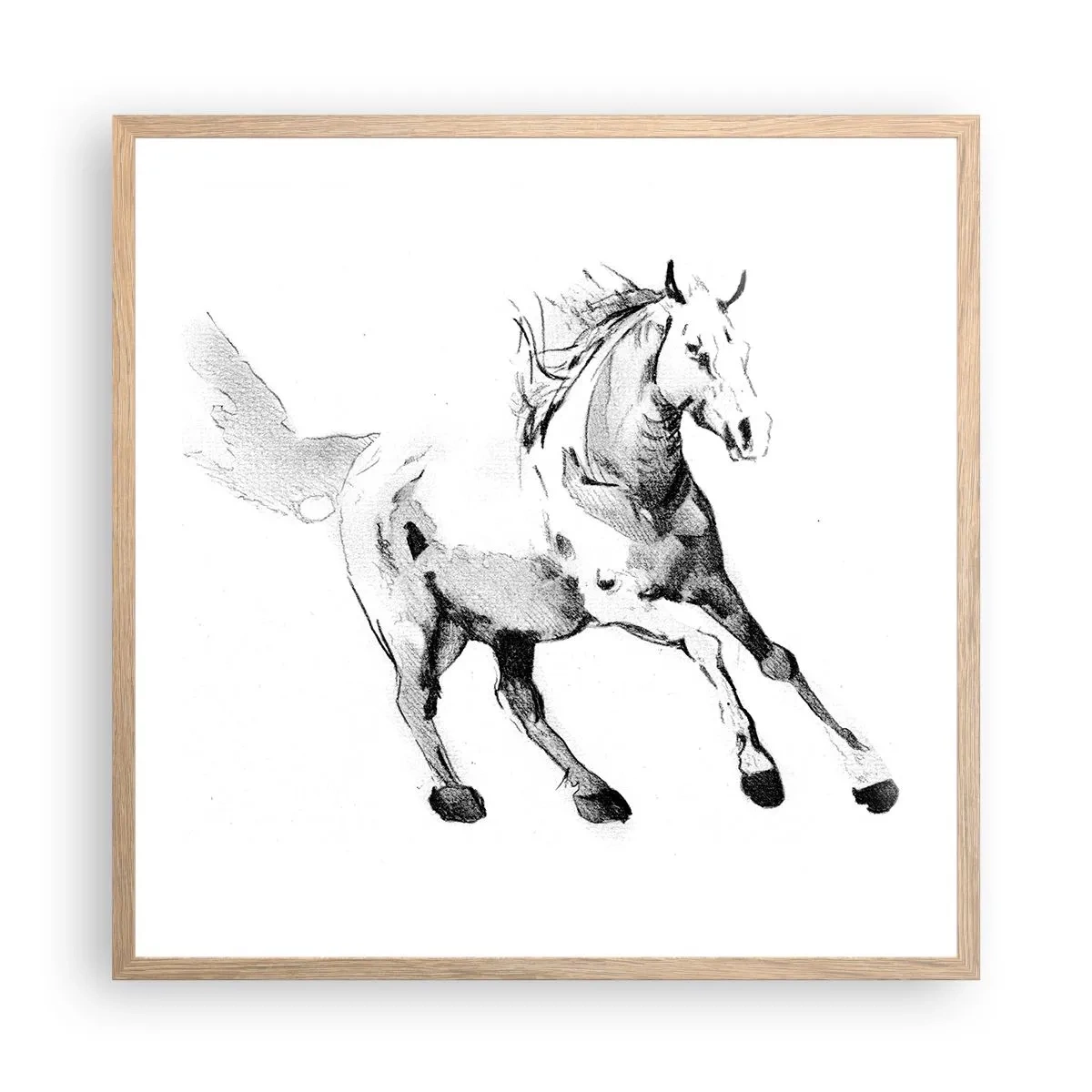 Plakat i ramme af lyst egetræ - Utæmmet sjæl - 60x60 cm