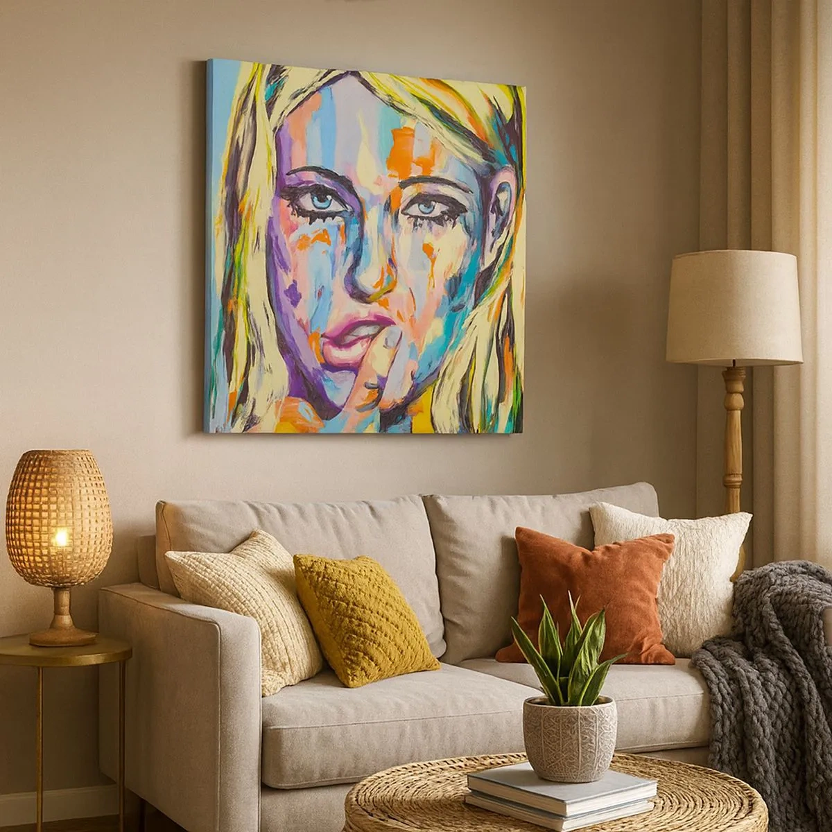 Lærredstryk - Billede på lærred - Se hende lige i øjnene - 30x30 cm