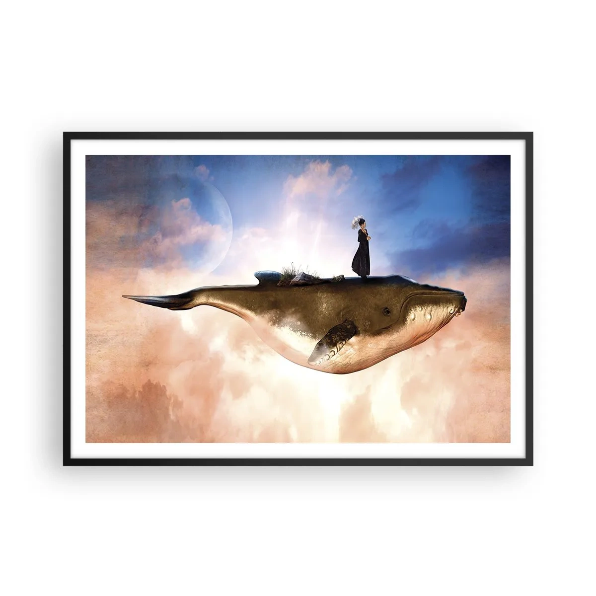 Plakat i sort ramme - En surrealistisk rejse - 100x70 cm