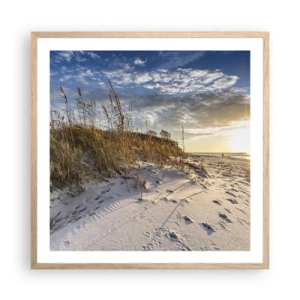 Plakat i ramme af lyst egetræ - Indbydelse til en vandretur - 60x60 cm