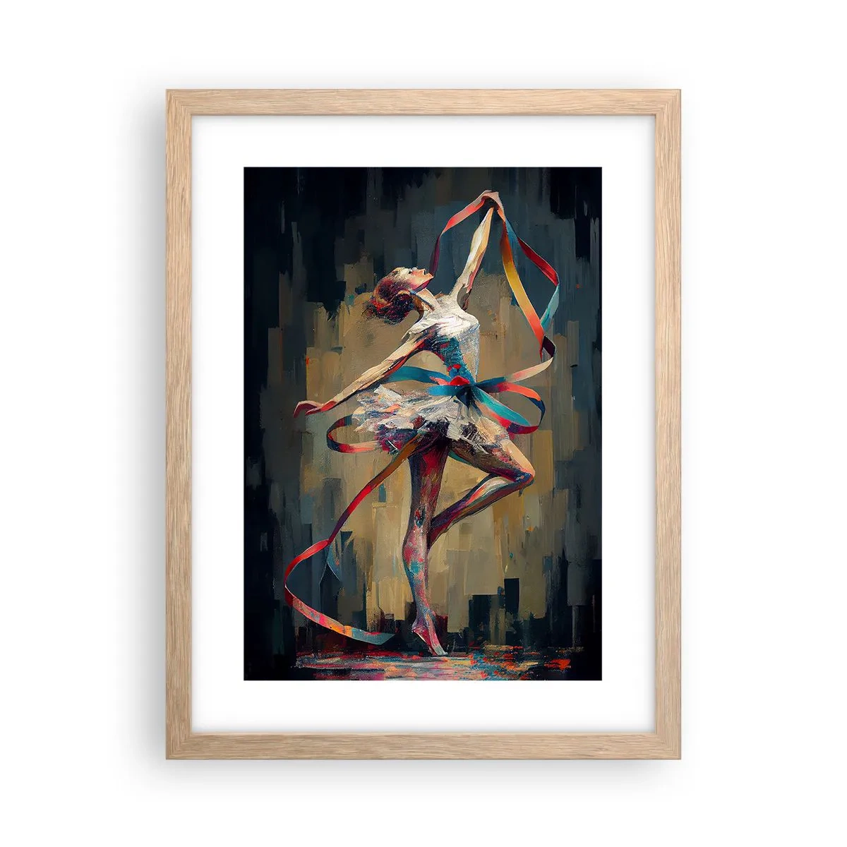 Plakat i ramme af lyst egetræ - Dans med et bånd - 30x40 cm