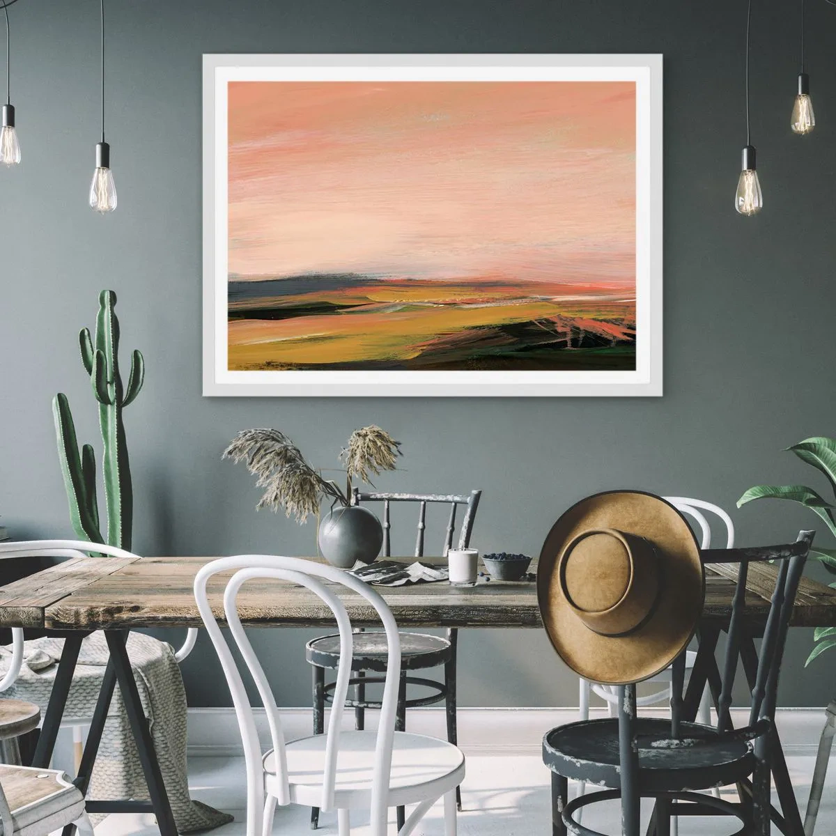 Plakat i hvid ramme - I lyserøde toner - 91x61 cm