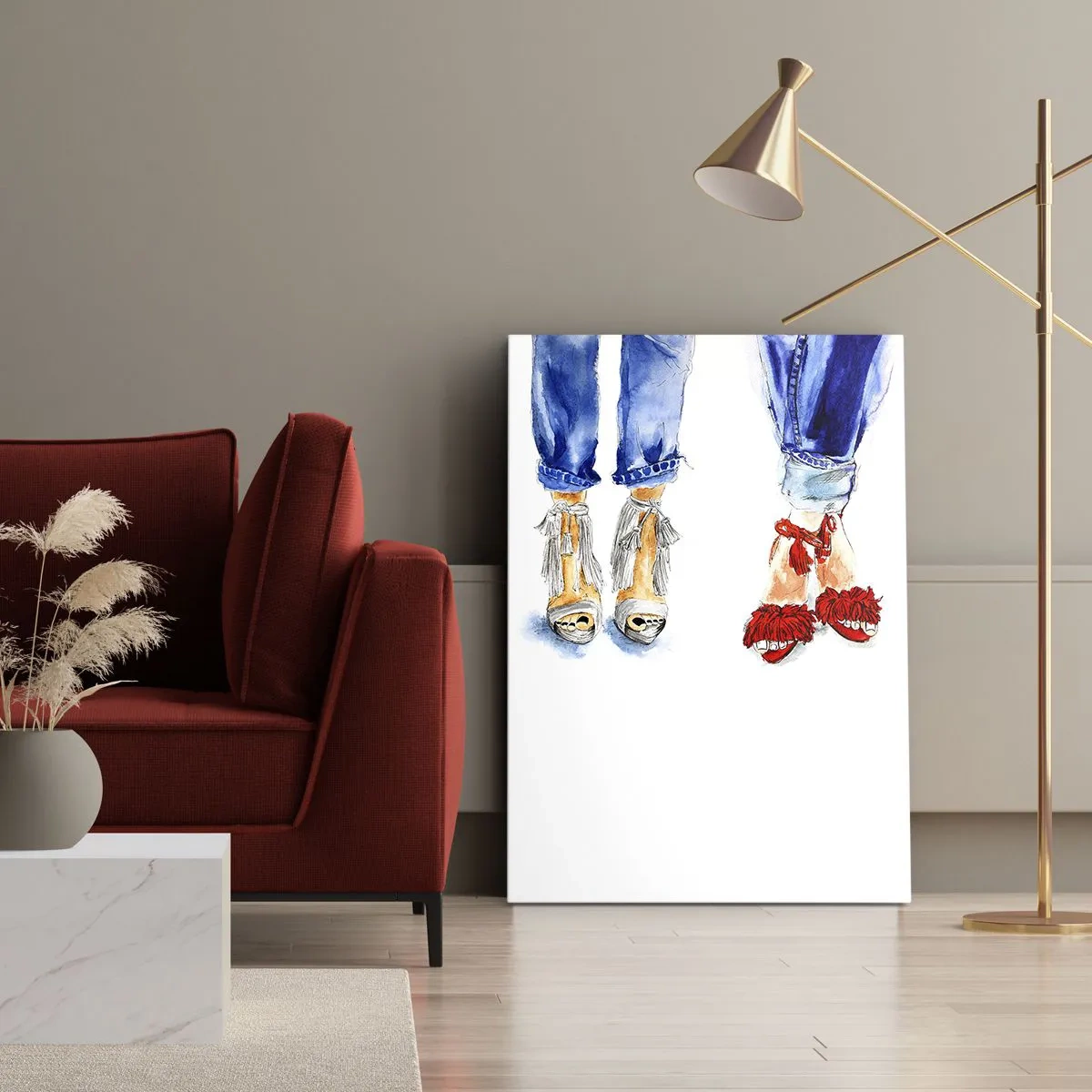 Lærredstryk - Billede på lærred - Hvorfor går vi ikke en tur? - 70x100 cm