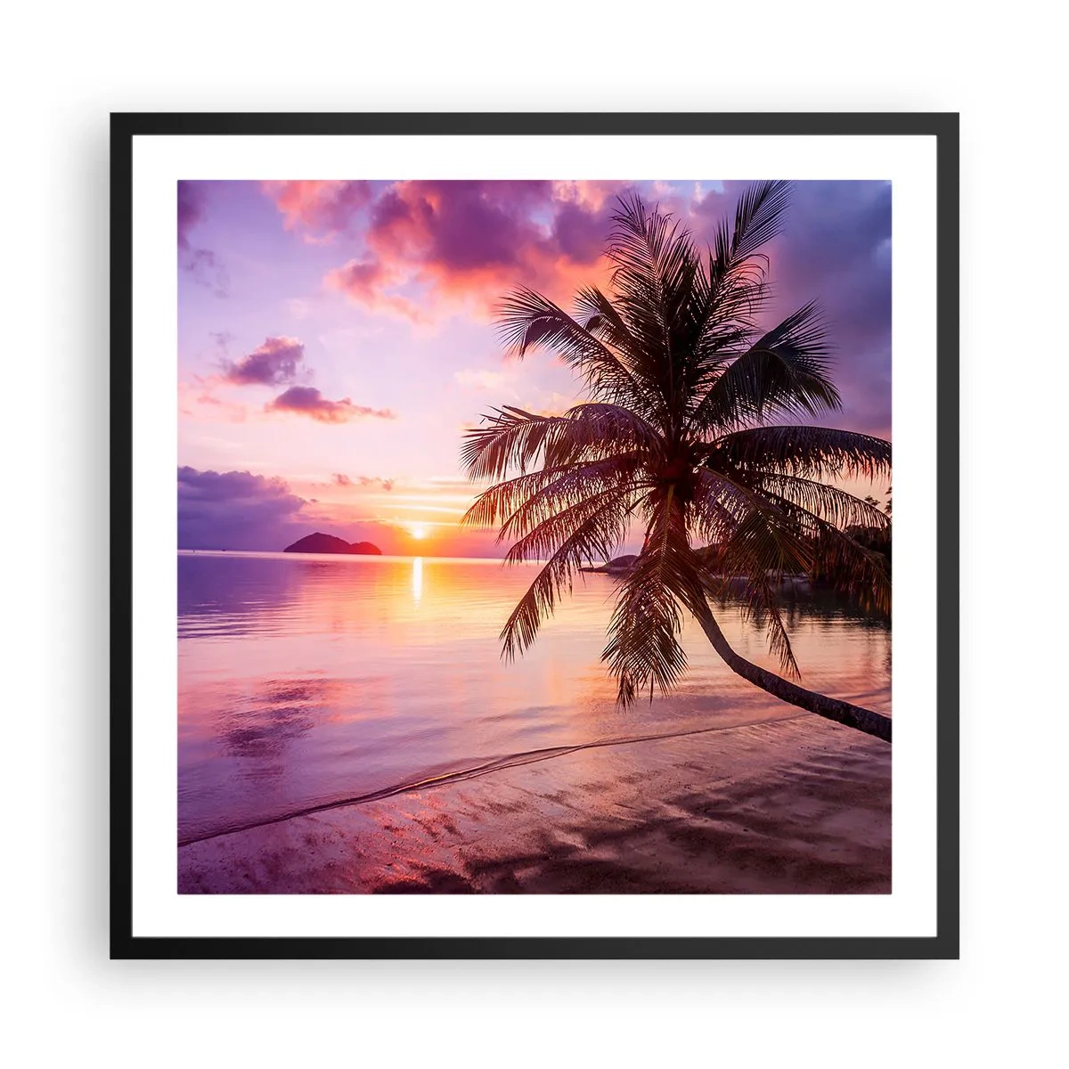 Plakat i sort ramme - Lyksalighed hele vejen til horisonten - 60x60 cm