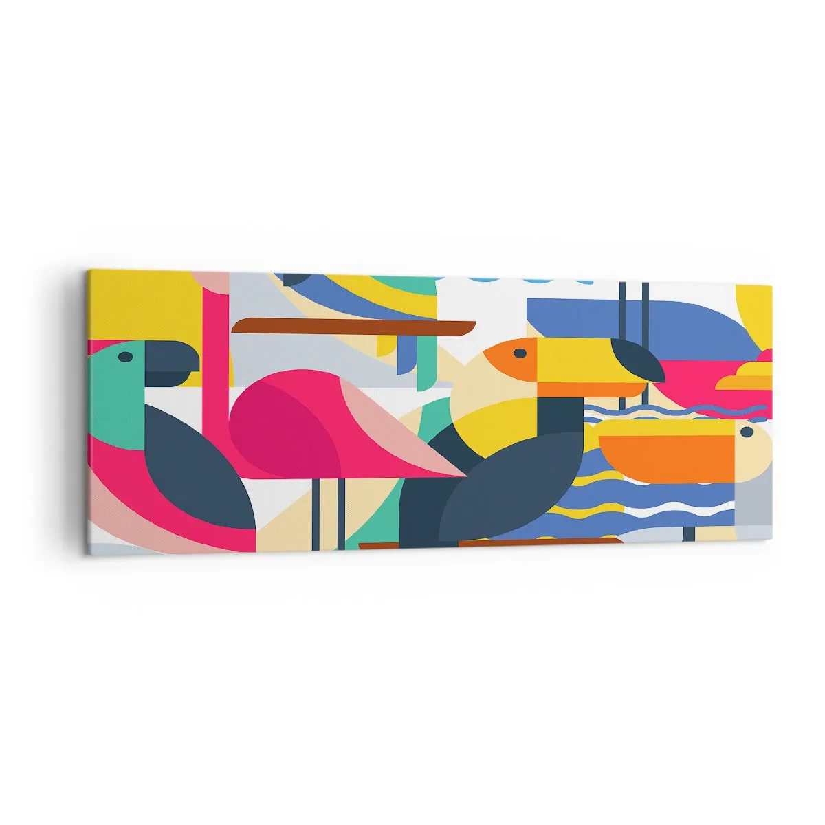 Lærredstryk - Billede på lærred - Fuglefest - 140x50 cm