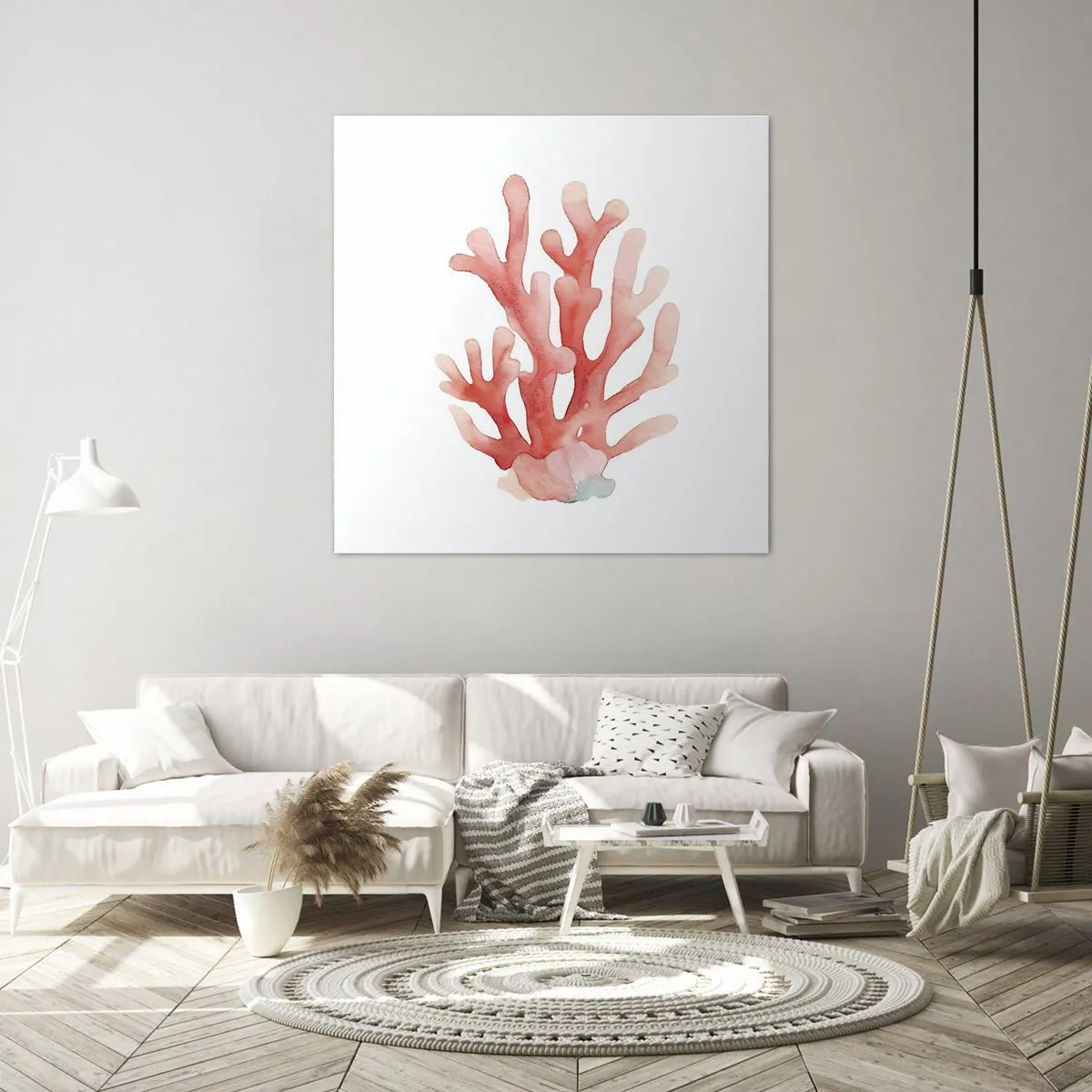 Lærredstryk - Billede på lærred - Farven koral - 70x70 cm