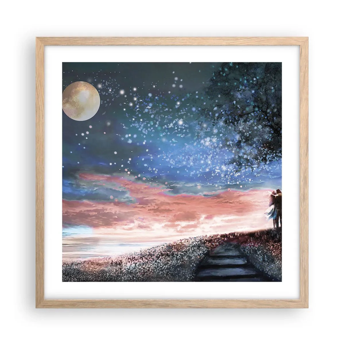 Plakat i ramme af lyst egetræ - En stjernepræstation - 50x50 cm