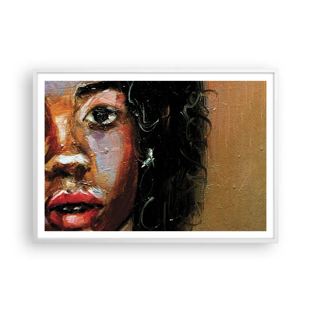 Plakat i hvid ramme - Sort og glitter - 100x70 cm