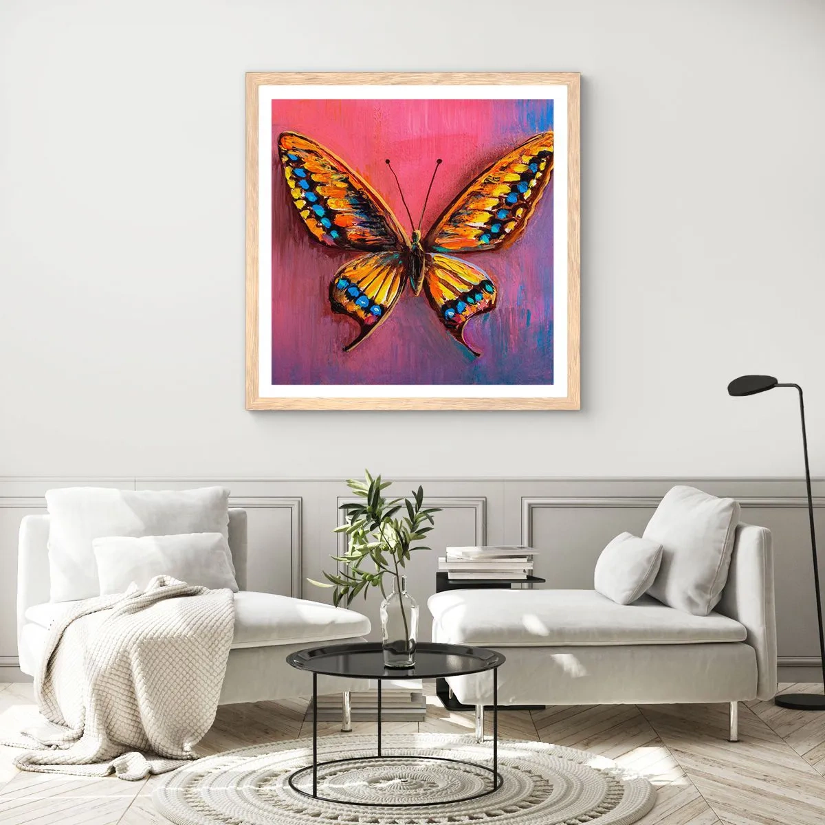 Plakat i ramme af lyst egetræ - Naturens juvel - 60x60 cm