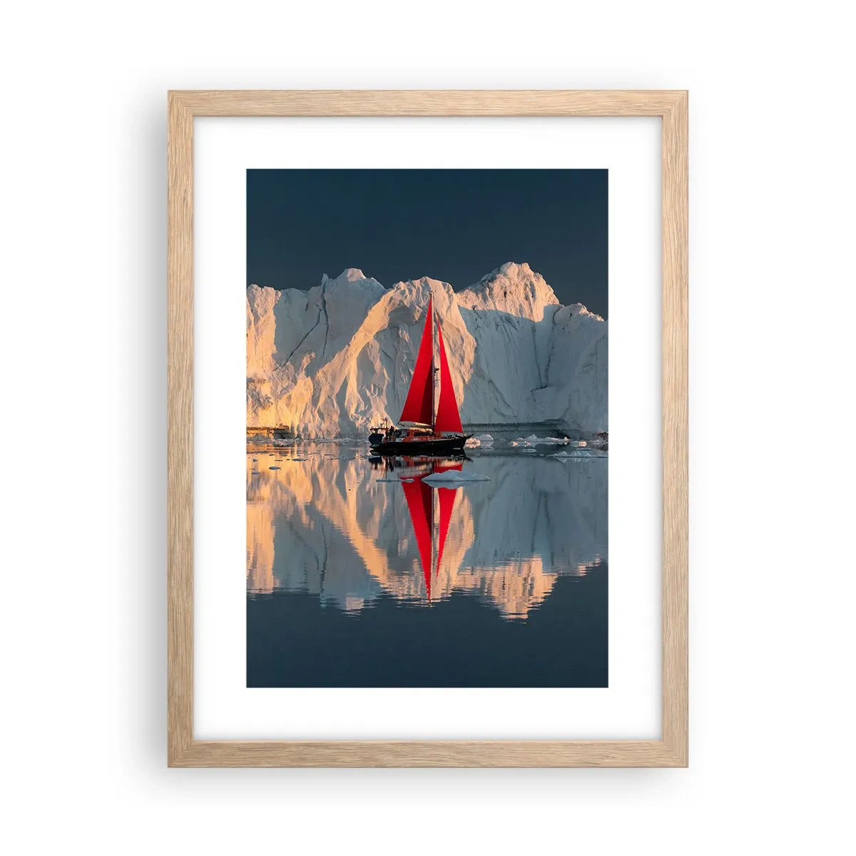 Plakat i ramme af lyst egetræ - På kanten af verden - 30x40 cm