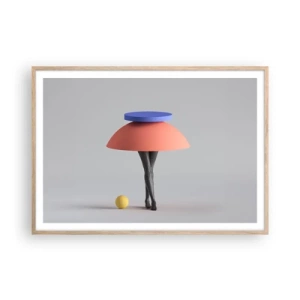Plakat i ramme af lyst egetræ - Surrealistisk komposition - 100x70 cm