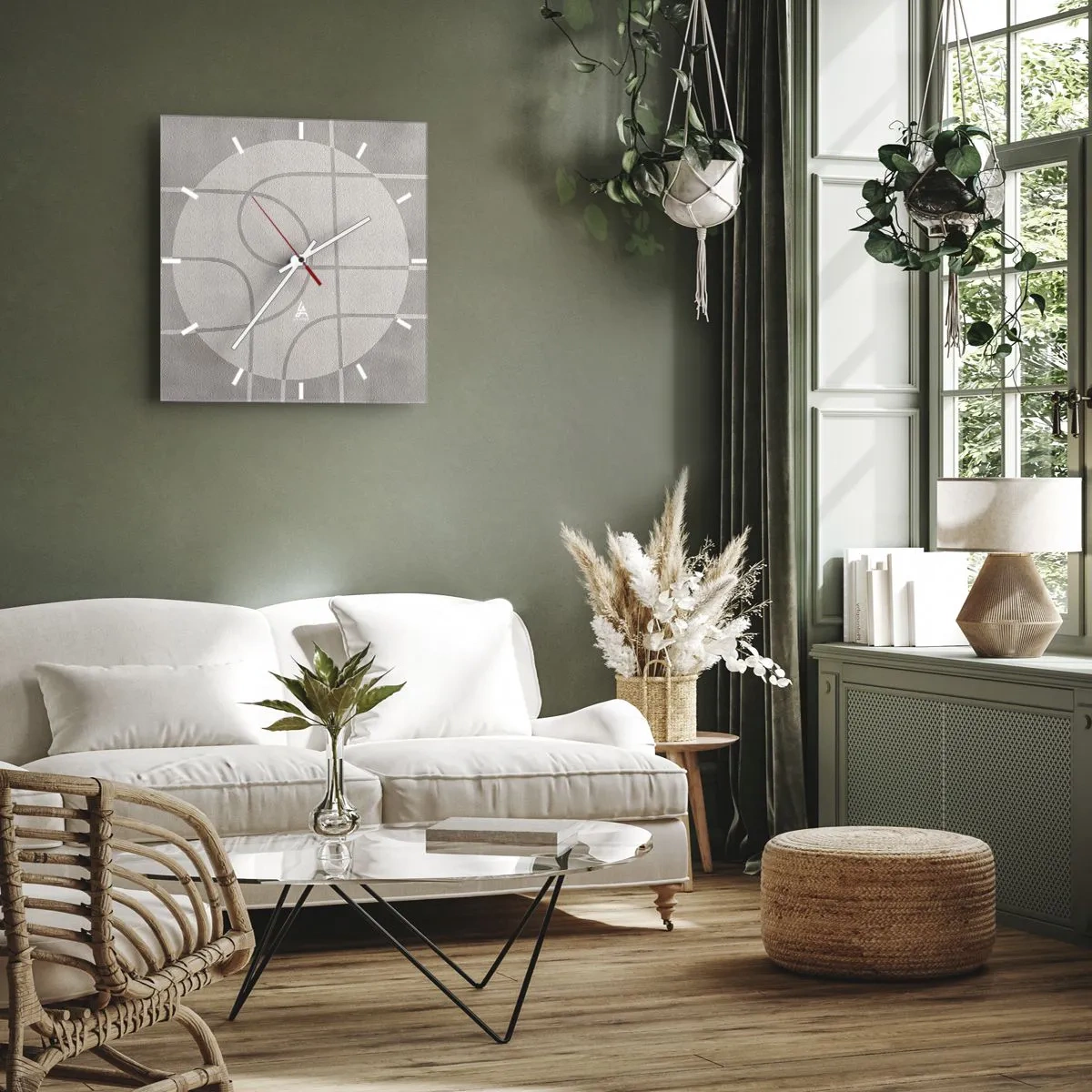 Vægur, Uret - Cirkulær og lige frem - 30x30 cm