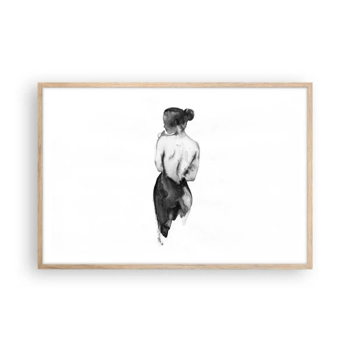 Plakat i ramme af lyst egetræ - Med hende forsvinder verden - 91x61 cm