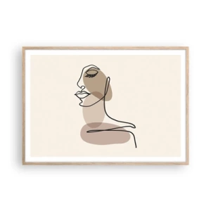 Plakat i ramme af lyst egetræ - En vis linje af skønhed - 100x70 cm