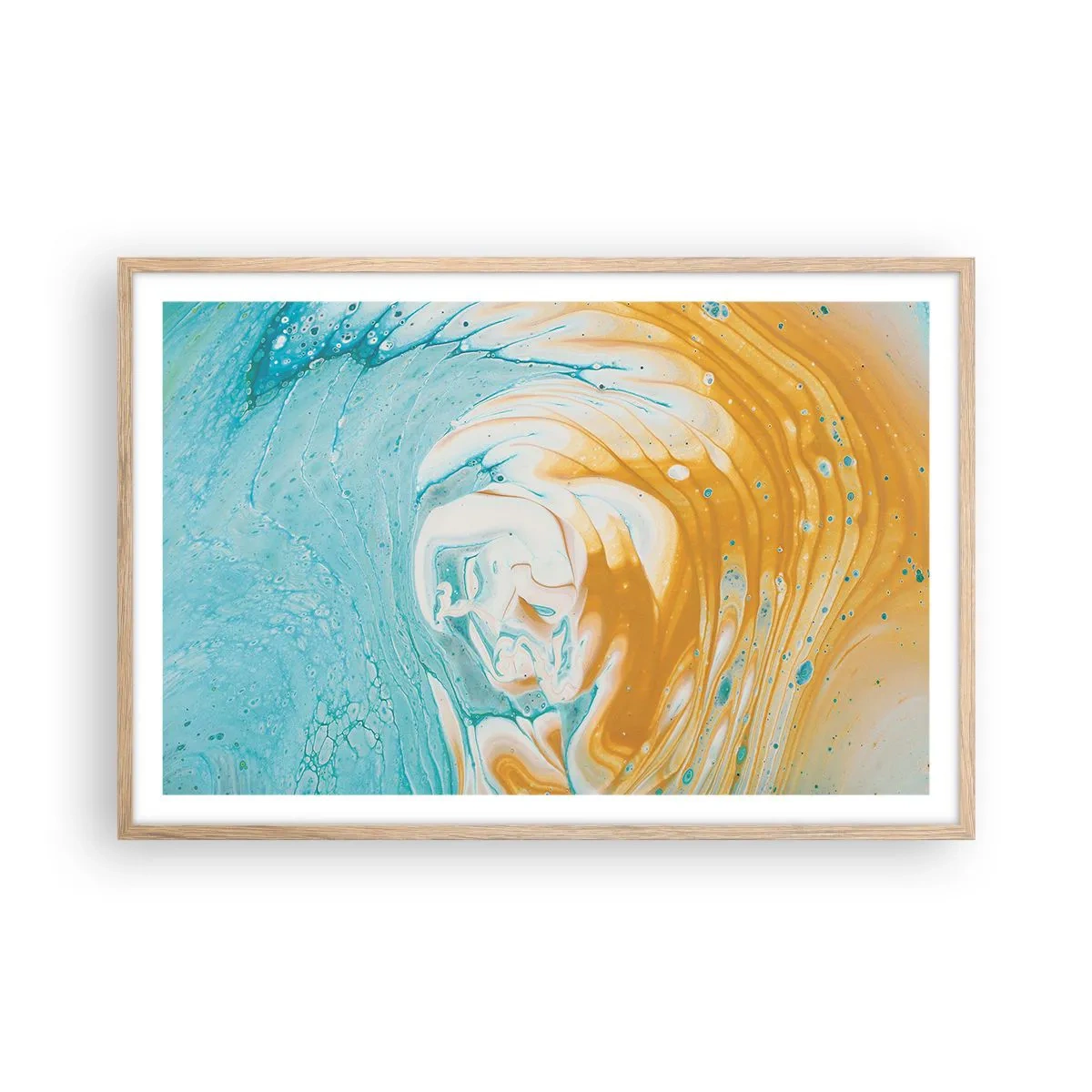 Plakat i ramme af lyst egetræ - Pastel hvirvel - 91x61 cm