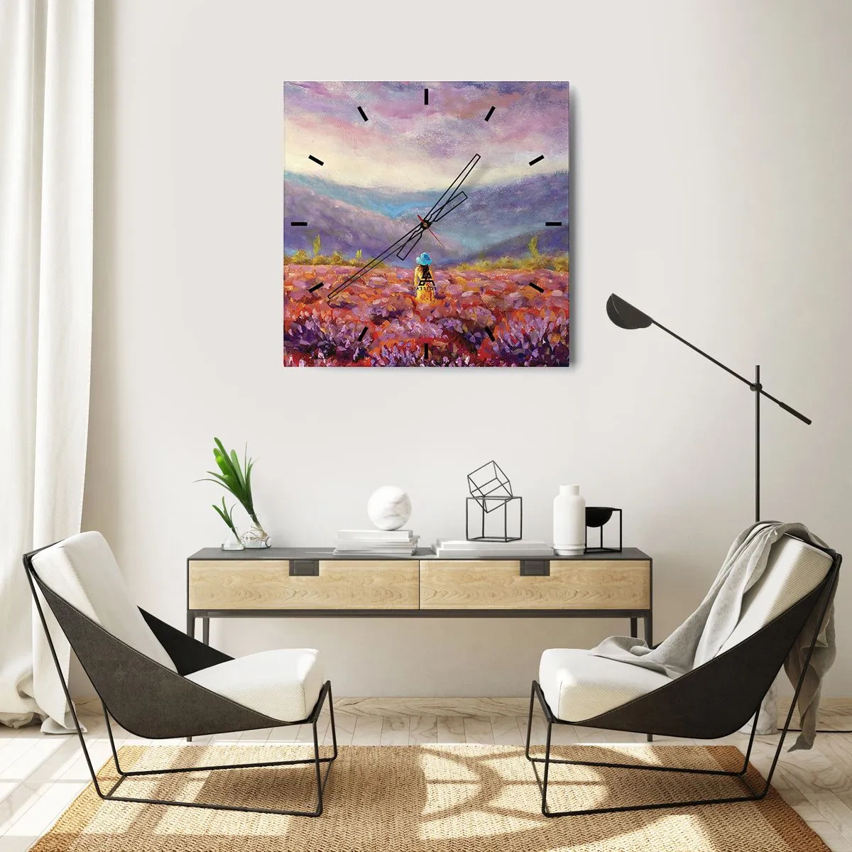 Vægur, Uret - I en verden af lavendel - 40x40 cm