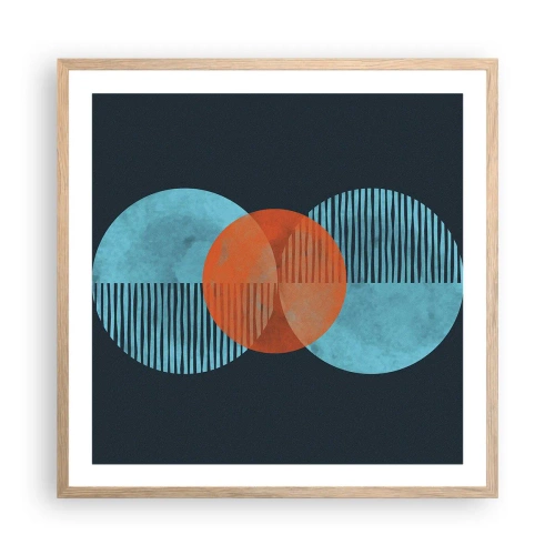 Plakat i ramme af lyst egetræ - Symmetrisk sammensætning - 60x60 cm