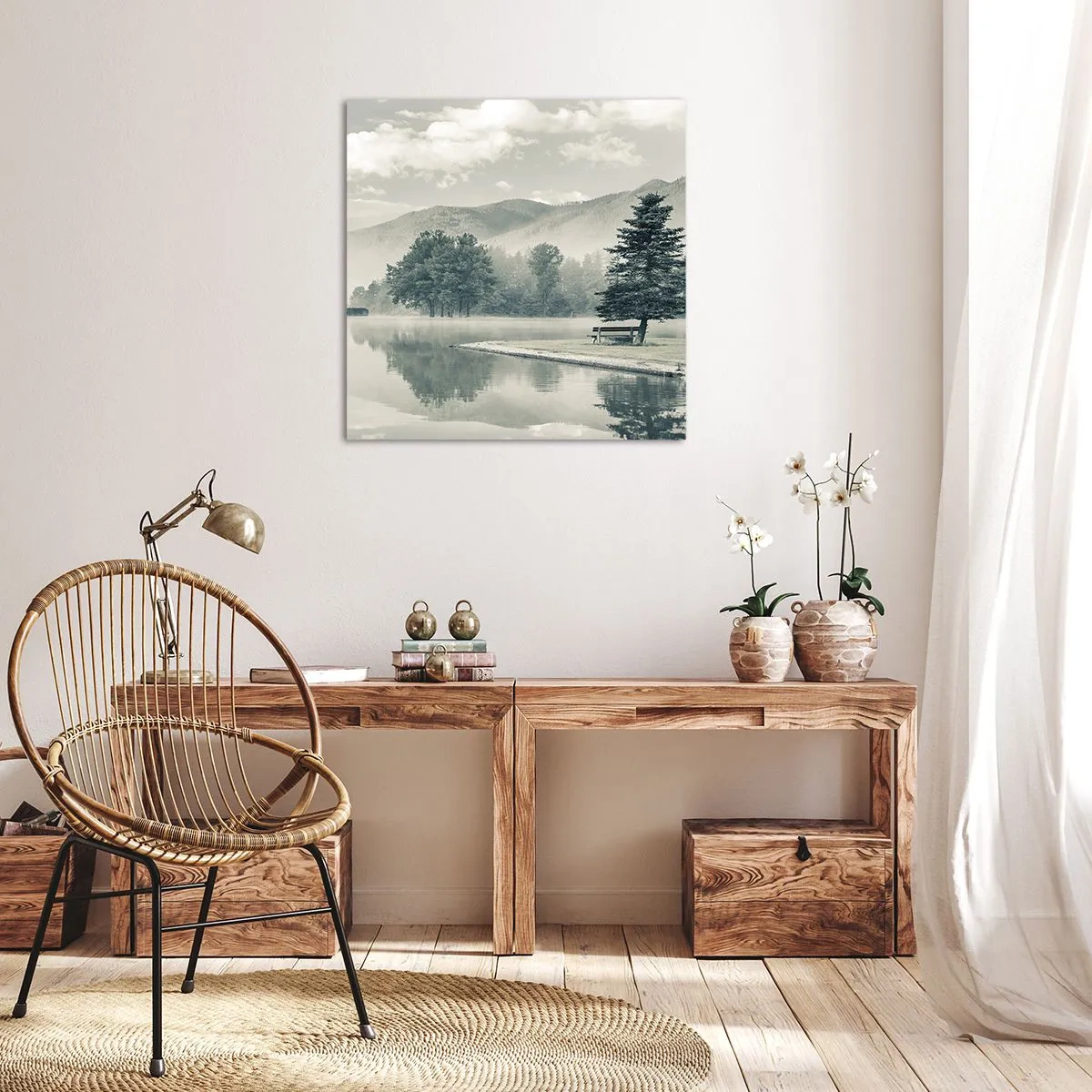 Lærredstryk - Billede på lærred - Søen sover stadig - 50x50 cm
