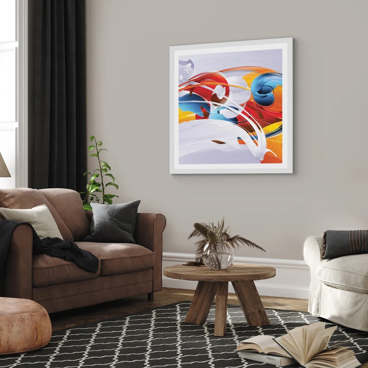 Plakat i hvid ramme - Elementernes dans - 40x40 cm