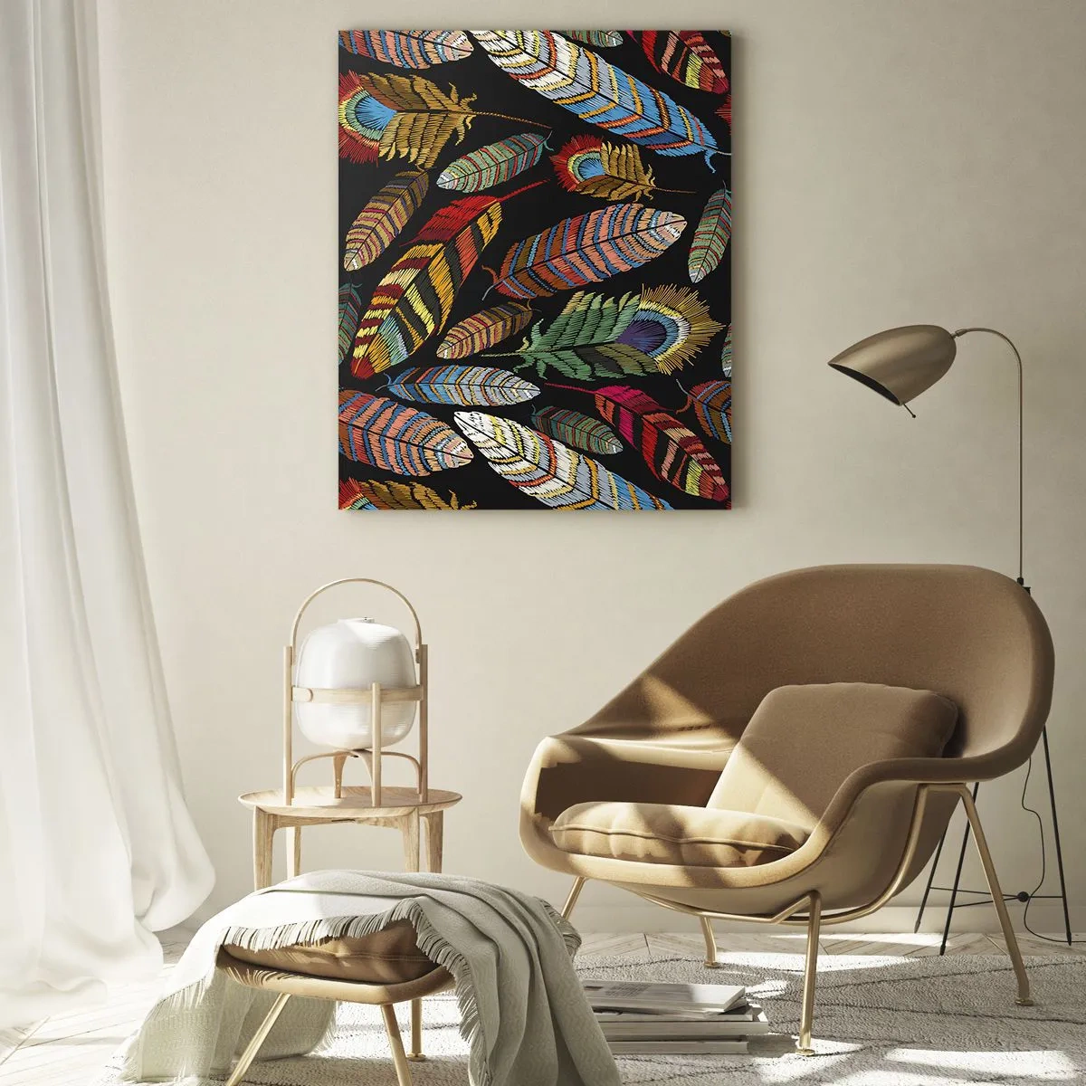 Billede på glas - Fuglekarneval - 80x120 cm