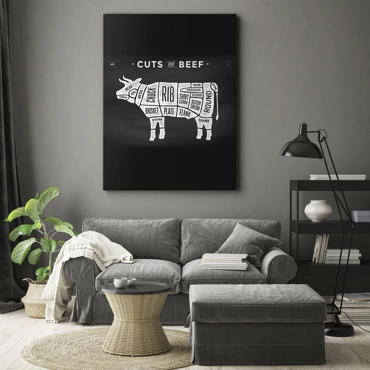 Lærredstryk - Billede på lærred - Slagterens grundbog - 45x80 cm