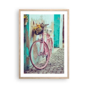 Plakat i ramme af lyst egetræ - Jeg vender tilbage om lidt - 50x70 cm