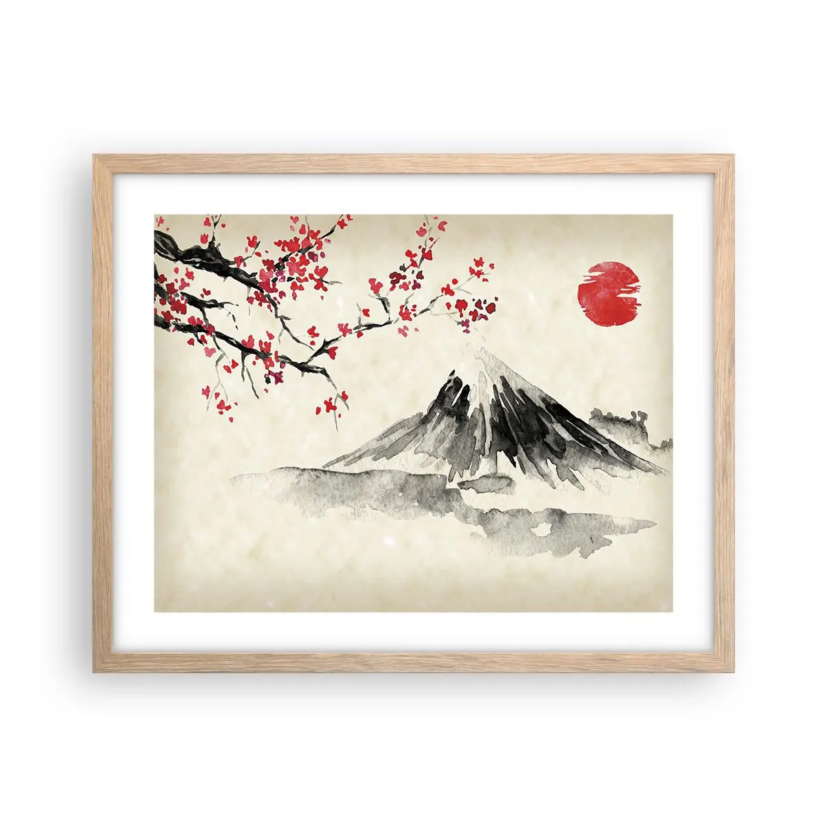 Plakat i ramme af lyst egetræ - Bliv forelsket i Japan - 50x40 cm