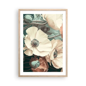 Plakat i ramme af lyst egetræ - Valmuernes hvisken - 50x70 cm