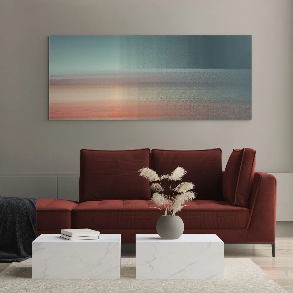Billede på glas - Abstraktion: bølger af lys - 100x40 cm