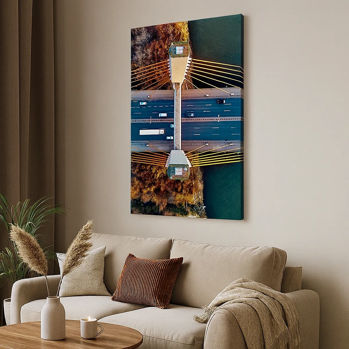 Lærredstryk - Billede på lærred - Bag vandet, bag skovene - 50x70 cm