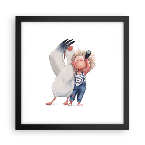 Plakat i sort ramme - En plan for en fantastisk rejse - 30x30 cm