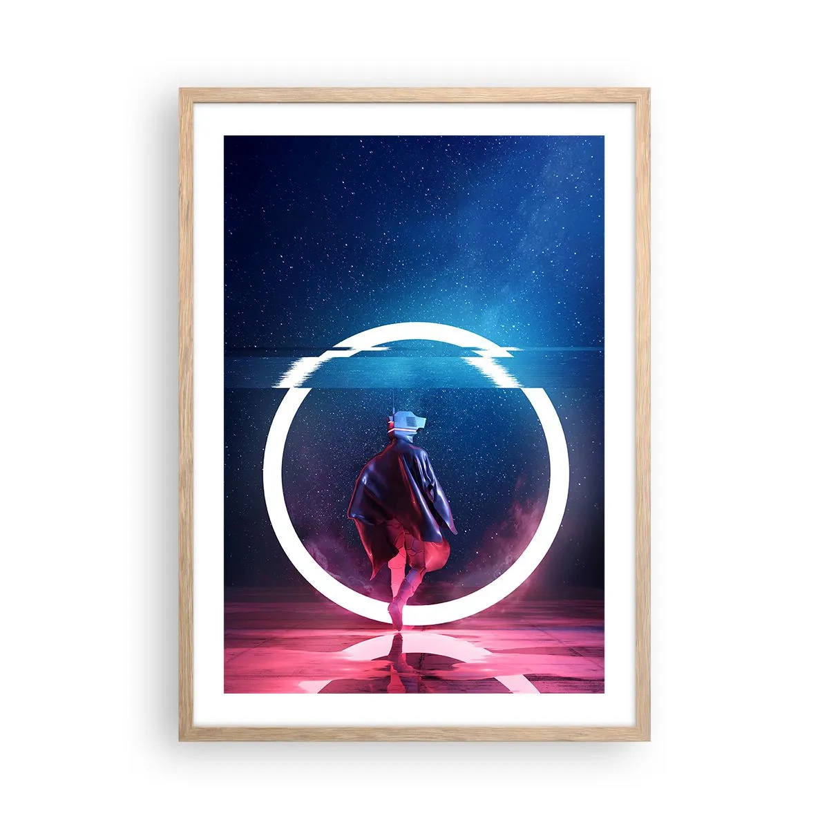 Plakat i ramme af lyst egetræ - Mellem verdener - 50x70 cm