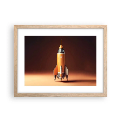 Plakat i ramme af lyst egetræ - Det begynder med en drøm - 40x30 cm