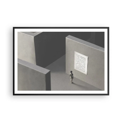 Plakat i sort ramme - Men hvor er jeg? - 100x70 cm