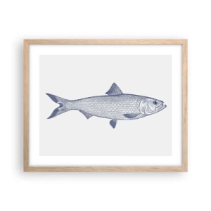 Plakat i ramme af lyst egetræ - Hilsner fra de nordlige have - 50x40 cm