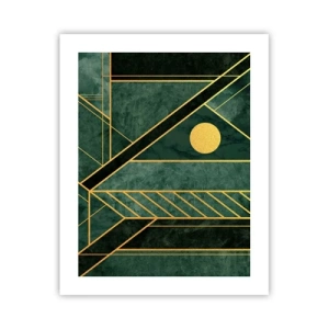 Plakat - Dynamikken i guld og azurblå - 40x50 cm