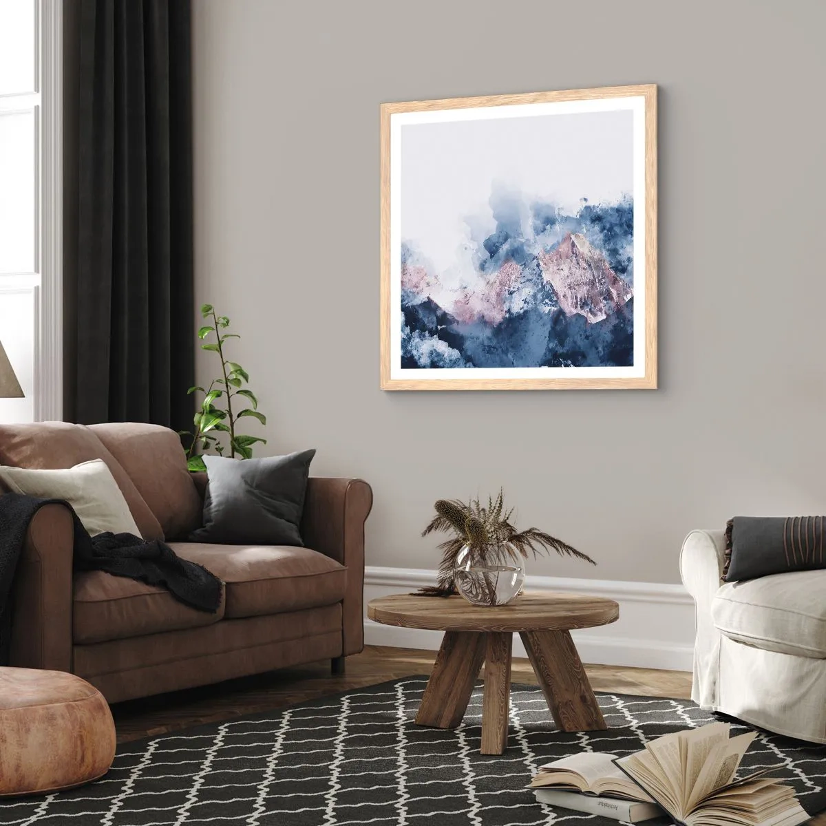 Plakat i ramme af lyst egetræ - Dette er toppene! - 40x40 cm