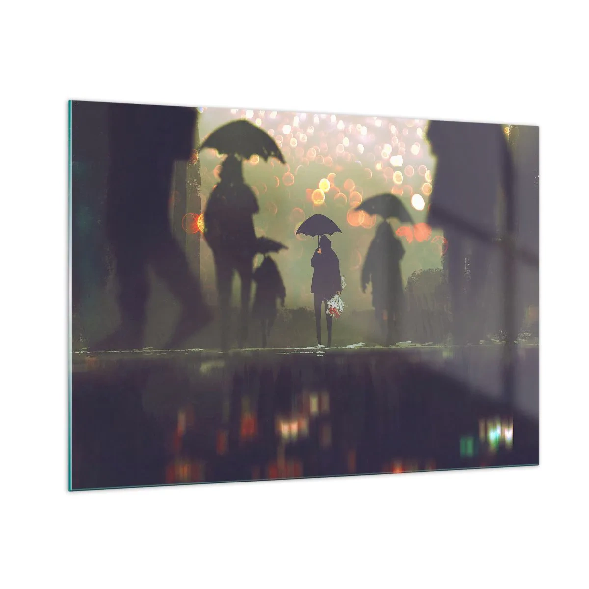 Billede på glas - Set fra en regndråbes perspektiv - 100x70 cm